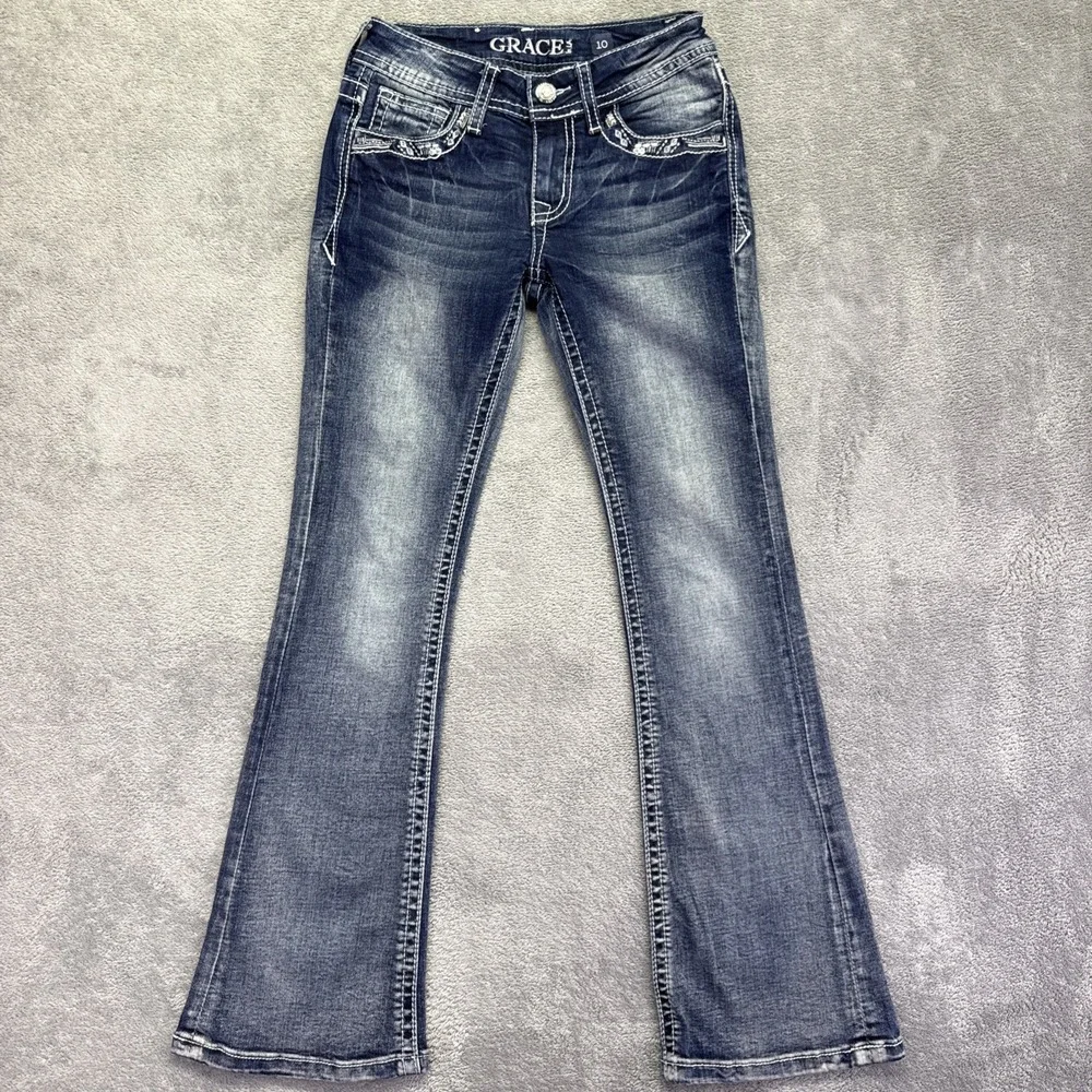 Grace in La Girls' Size 10 Western Bootcut Jeans Embellished Denim